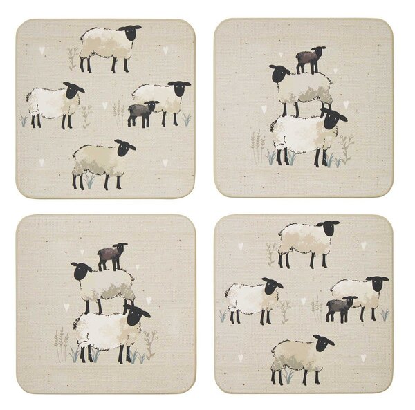 Taupe korkové podtácky v sadě 4 ks Highland Sheep – Cooksmart ®