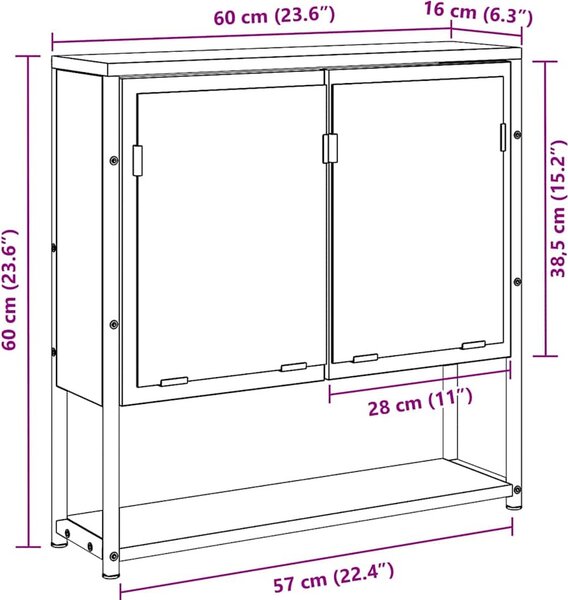 VidaXL Koupelnová skříňka se zrcadlem 60x16x60 cm kompozit [862225] Barva: Staré dřevo