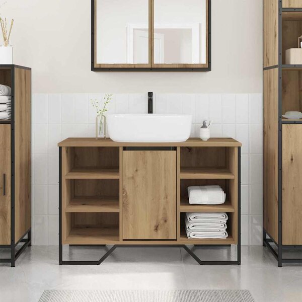 VidaXL Koupelnová skříňka pod umyvadlo 91x35x60 cm kompozit [869185] Barva: Černý dub