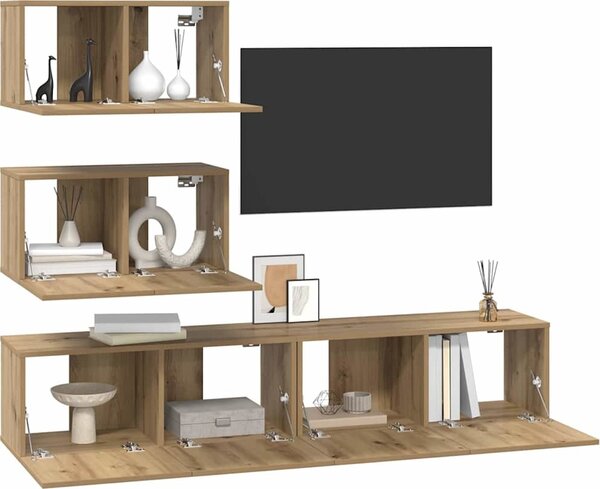 VidaXL 4dílný set TV skříněk dřevotříska [3393395] Barva: dub artisan