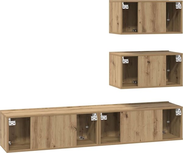 VidaXL 4dílný set TV skříněk dřevotříska [3393395] Barva: dub artisan