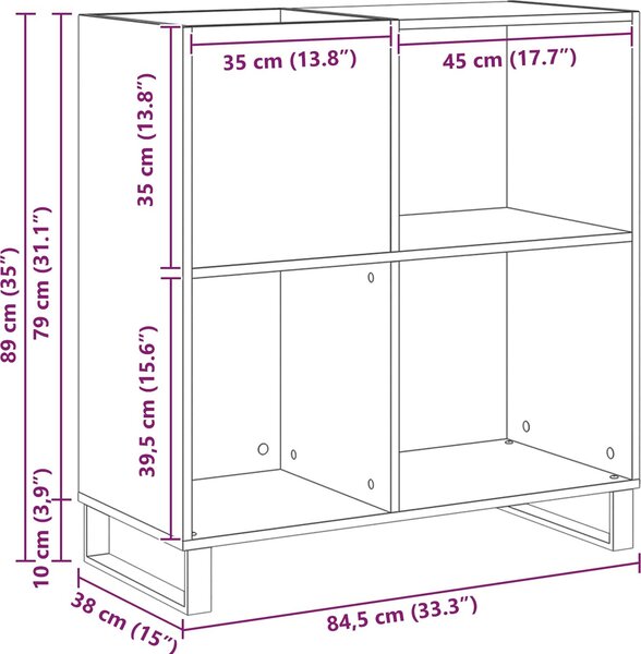 VidaXL Skříňka na LP desky 84,5x38x89 cm kompozitní dřevo [862916] Barva: dub artisan