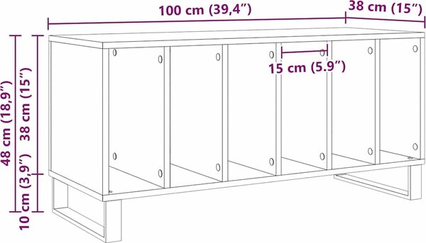 VidaXL Skříňka na LP desky 100x38x48 cm kompozitní dřevo [862907] Barva: dub artisan