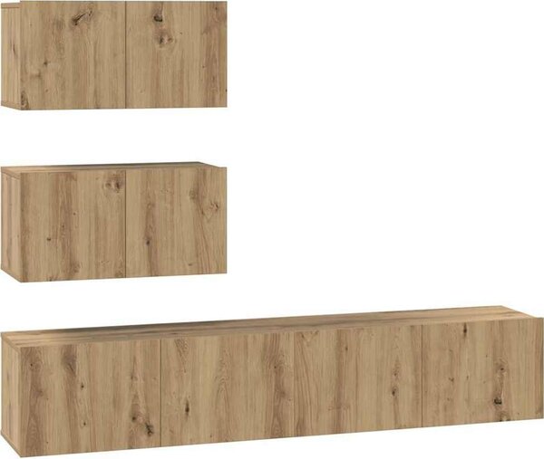 VidaXL 4dílný set TV skříněk dřevotříska [3393395] Barva: dub artisan