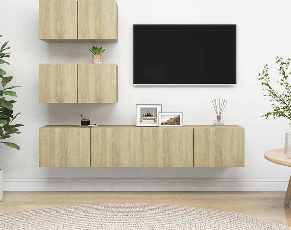 VidaXL 4dílný set TV skříněk dřevotříska [3393395] Barva: dub artisan