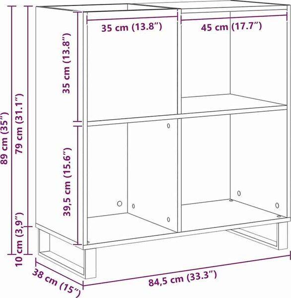 VidaXL Skříňka na LP desky 84,5x38x89 cm kompozitní dřevo [862916] Barva: dub artisan