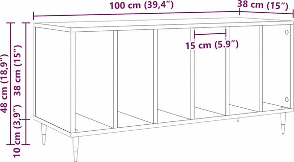 VidaXL Skříňka na LP desky 100x38x48 cm kompozitní dřevo [862901] Barva: dub artisan