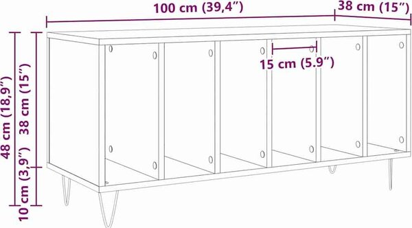 VidaXL Skříňka na LP desky 100x38x48 cm kompozitní dřevo [862903] Barva: Černý dub