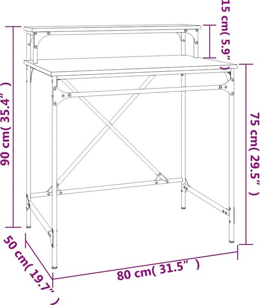 VidaXL Stůl 80 x 50 x 90 cm Kompozitní dřevo [826706] Barva: Černá