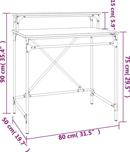 VidaXL Stůl 80 x 50 x 90 cm Kompozitní dřevo [826706] Barva: Černá