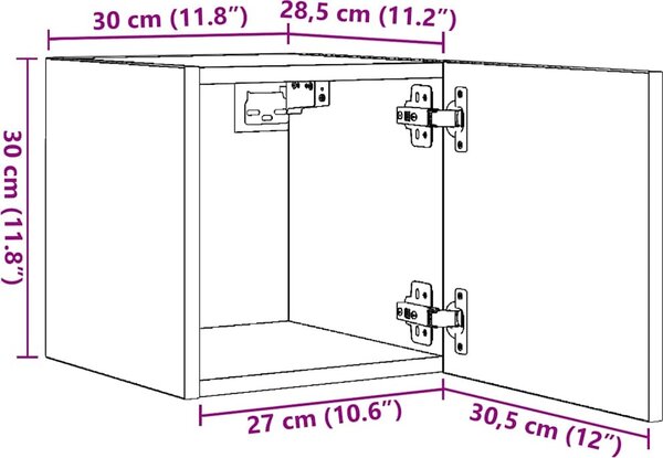 VidaXL Nástěnná TV skříňka 30,5 x 30 x 30 cm [804493] Barva: Betonová šedá
