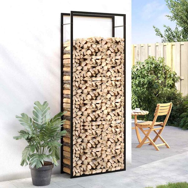 VidaXL Stojan na palivové dřevo matně 80 x 28 x 222 cm ocelový [350309] Barva: Černá