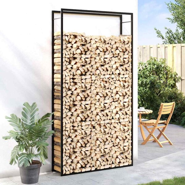 VidaXL Stojan na palivové dřevo matný 110x28x214 cm ocel [350311] Barva: Černá