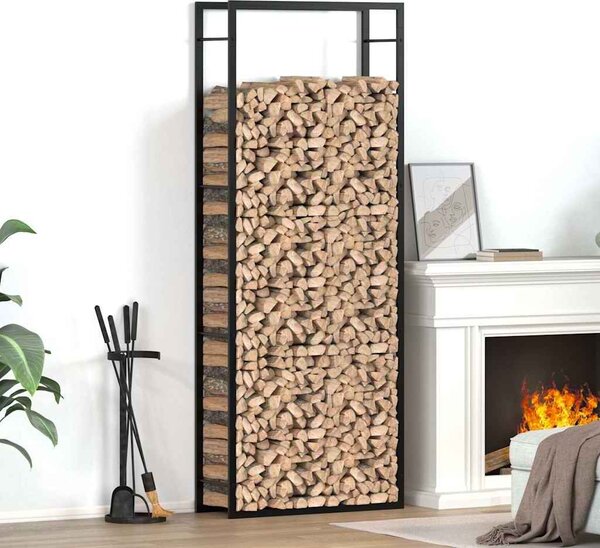 VidaXL Stojan na palivové dřevo matně 80 x 28 x 222 cm ocelový [350309] Barva: Černá