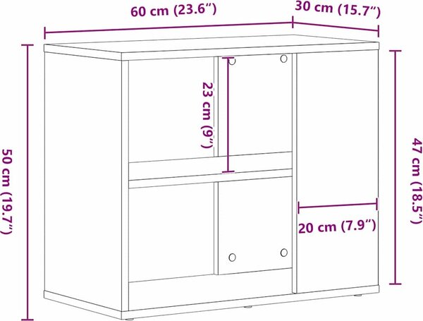 VidaXL Odkládací skříňka 60 x 30 x 50 cm kompozitní dřevo [862606] Barva: Staré dřevo