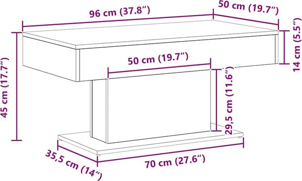 VidaXL Konferenční stolek 96 x 50 x 45 cm kompozitní dřevo [862624] Barva: Bílá