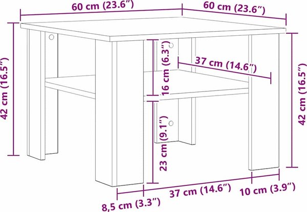 VidaXL Konferenční stolek 60 x 60 x 42 cm kompozitní dřevo [862406] Barva: Bílá