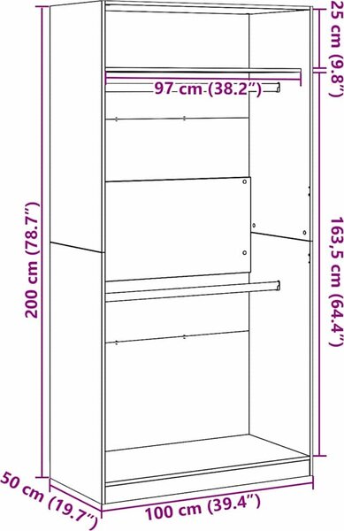 VidaXL Šatní skříň 100 x 50 x 200 cm kompozitní dřevo [3345115] Barva: Bílá