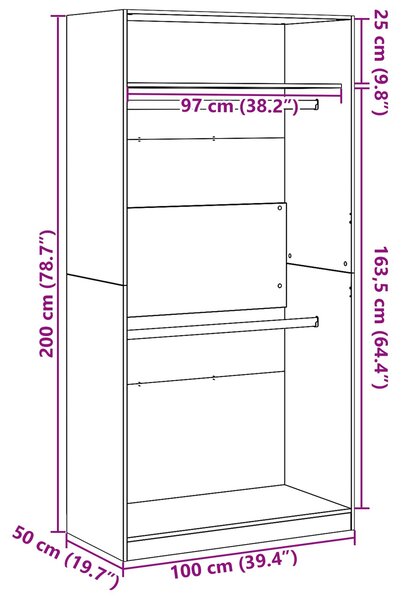 VidaXL Šatní skříň 100 x 50 x 200 cm kompozitní dřevo [3345115] Barva: Bílá