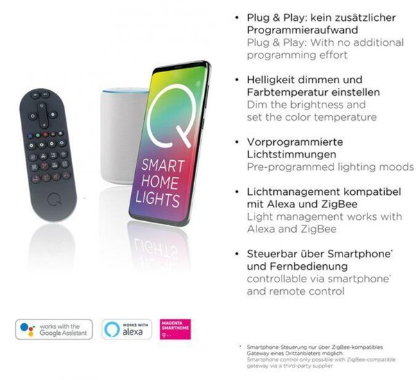 PAUL NEUHAUS LED stolní lampa Q-SWING stříbrná Smart Home ZigBee 2700-5000K PN 4385-55
