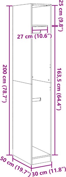 VidaXL Šatní skříň 30 x 50 x 200 cm kompozitní dřevo [3345126] Barva: Bílá