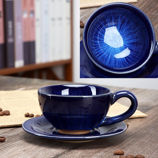 Penerini coffee SET - Keramický šálek s podšálkem Blue 150 ml
