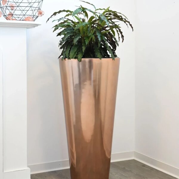 Vivanno luxusní květináč RONDO CLASSICO, sklolaminát, výška 80 cm, zlato-růžová metalíza