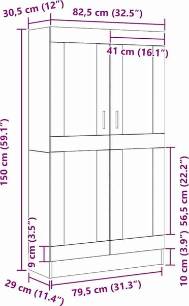 VidaXL Vitrína 82,5 x 30,5 x 150 cm kompozitní dřevo [3329276] Barva: Betonová šedá