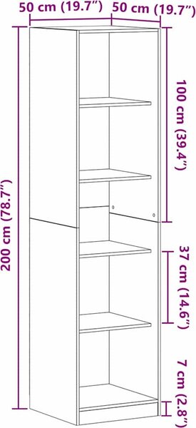 VidaXL Šatní skříň 50 x 50 x 200 cm kompozitní dřevo [3345123] Barva: Bílá