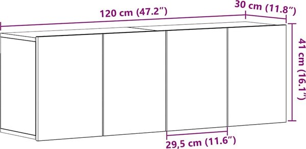 VidaXL TV skříňky nástěnné 2 ks 60 x 30 x 41 cm [862195] Barva: Betonová šedá