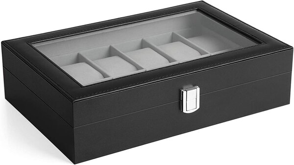 SONGMICS Box na hodinky 12 míst černý