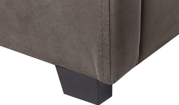 Postel s úložným prostorem Umělý samet VINCENNES 180 x 200 cm Taupe