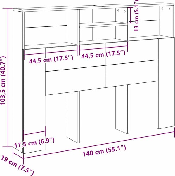 VidaXL Čelo postele s úložným prostorem 140x19x103,5 cm [862752] Barva: Bílá