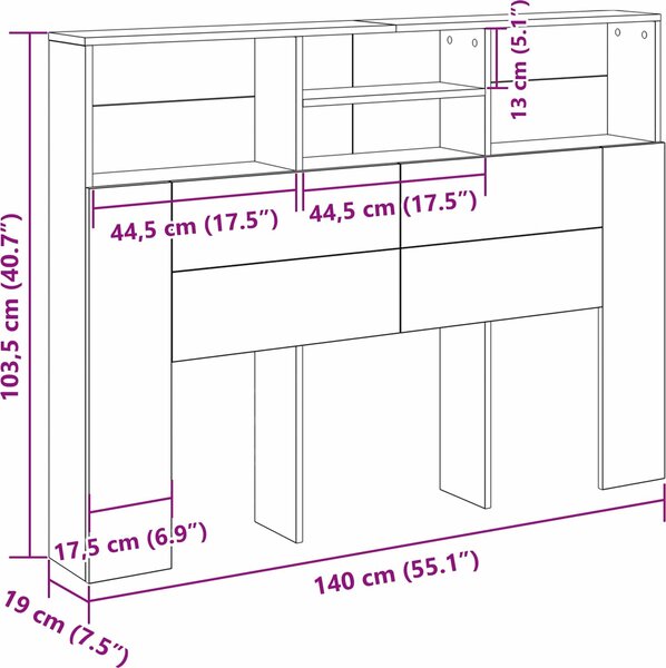 VidaXL Čelo postele s úložným prostorem 140x19x103,5 cm [862752] Barva: Bílá