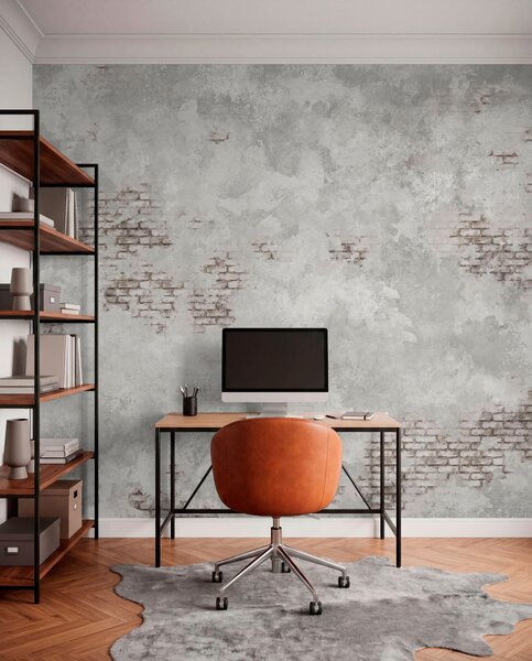 Fototapety Textura omítky ve stylu grunge s fragmenty obnažených cihel, Fototapety Průmyslový styl, w05161 : uwalls.cz