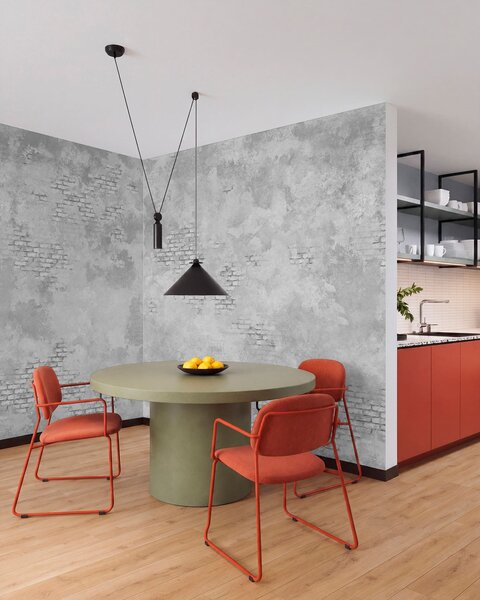 Fototapety Šedá omítka ve stylu grunge s prvky obnažených cihel, Fototapety Průmyslový styl, w05161v2 : uwalls.cz