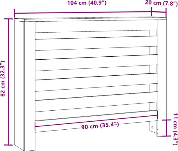 VidaXL Kryt radiátoru 104 x 20 x 82 cm Kompozitní dřevo [869219] Barva: Bílá
