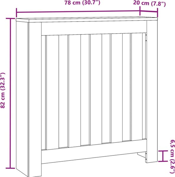 VidaXL Kryt radiátoru 78 x 20 x 82 cm Kompozitní dřevo [869223] Barva: Betonově šedá