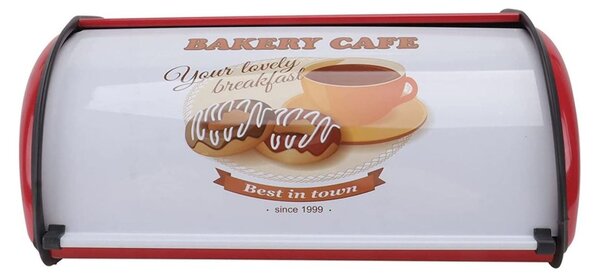 Retro chlebník 32 x 23 cm červený - CABILOCK (Kovový retro box na chleba červený - CABILOCK)
