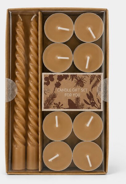 Sinsay - Sada svíček: spirálové stolní svíčky a čajové svíčky 10 pack - hnědá