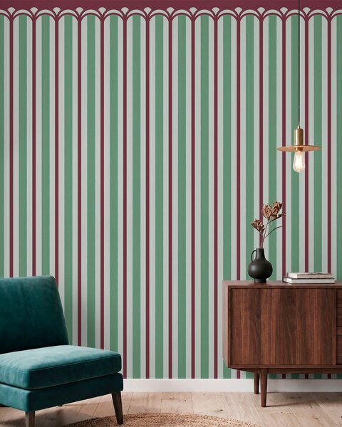 Fototapety Vertikální ornament v odstínech zelené a vínové, Fototapety abstraktní, w05610v3 : uwalls.cz
