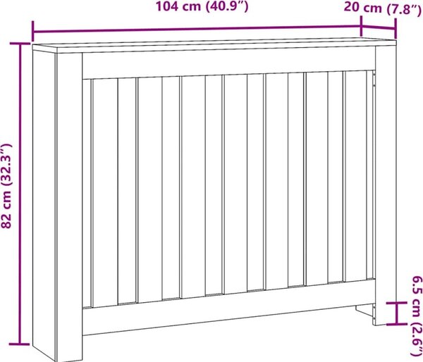 VidaXL Kryt radiátoru 104 x 20 x 82 cm Kompozitní dřevo [869224] Barva: Staré dřevo