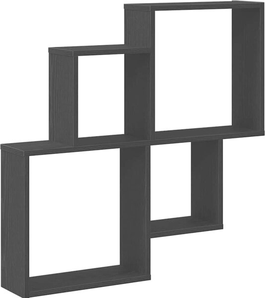 VidaXL Nástěnná krychlová police 80 x 15 x 78,5 cm dřevotříska [862654] Barva: Černá