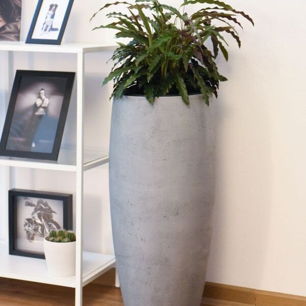 Vivanno květináč OPUS 80, sklolaminát, výška 80 cm, beton-design šedý