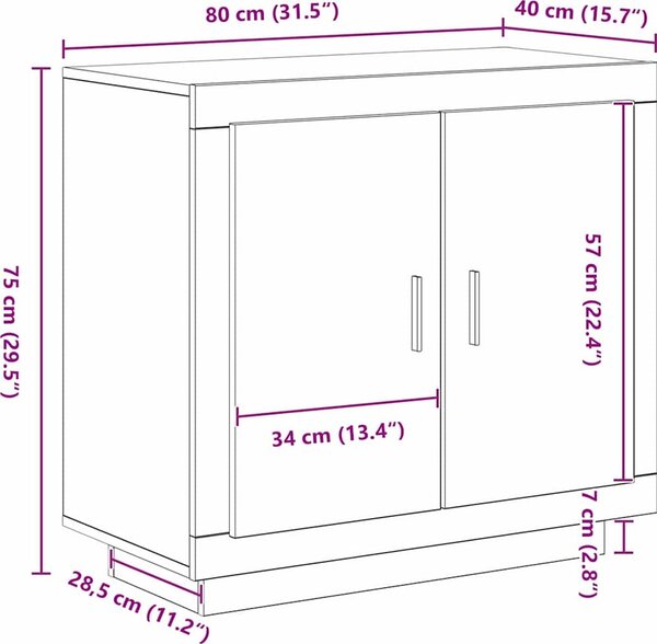 VidaXL Příborník 80 x 40 x 75 cm kompozitní dřevo [862749] Barva: Bílá