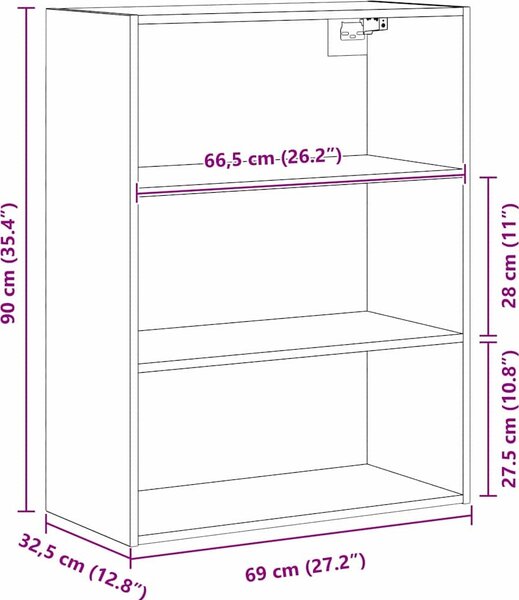 VidaXL Závěsná nástěnná skříňka 69,5 x 32,5 x 90 cm [862794] Barva: Bílá