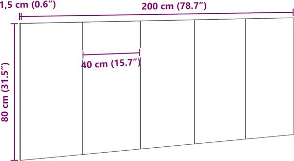 VidaXL Čelo postele 200 x 1,5 x 80 cm kompozitní dřevo [863158] Barva: Betonová šedá