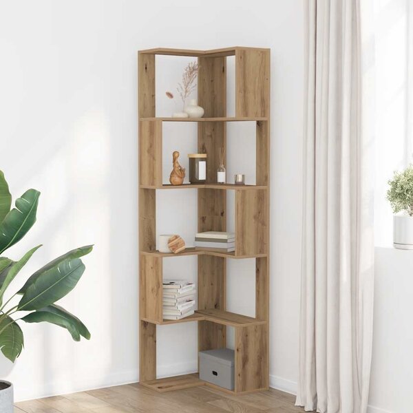 VidaXL Rohová 5patrová knihovna 50 x 50 x 179 cm kompozit [868049] Barva: kouřový dub