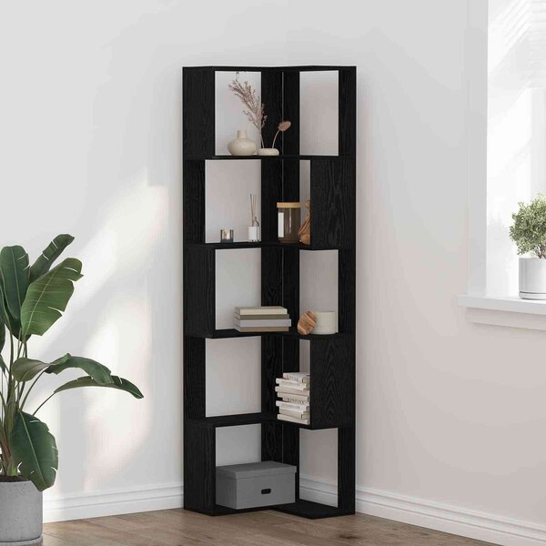 VidaXL Rohová 5patrová knihovna 50 x 50 x 179 cm kompozit [868049] Barva: kouřový dub