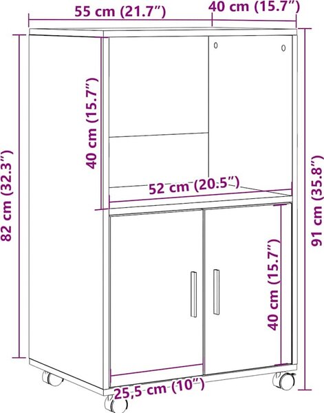 VidaXL Skříňka na kolečkách 55 x 40 x 91 cm kompozitní dřevo [869243] Barva: Betonová šedá